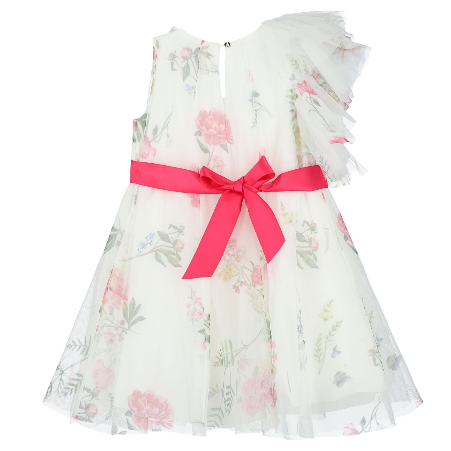 Girls White Floral Dress, 1, hi-res