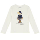 Girls Ivory Logo Long Sleeve Top, 1, hi-res