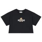 Girls Black Teddy Bear Logo T-Shirt, 5, hi-res