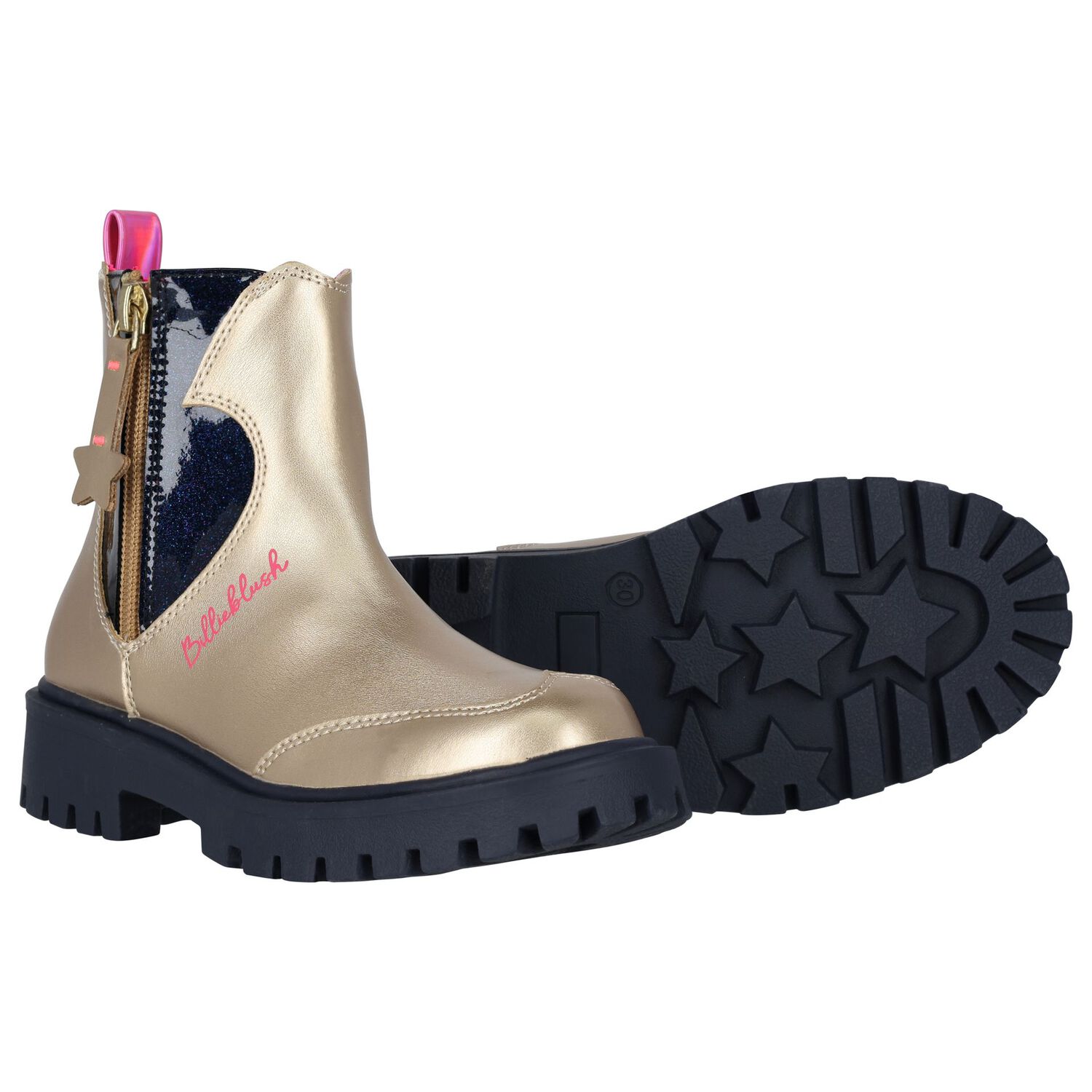 Girls Gold Faux Leather Boots, 1, hi-res image number null