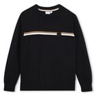 Boys Black Logo Sweatshirt, 1, hi-res