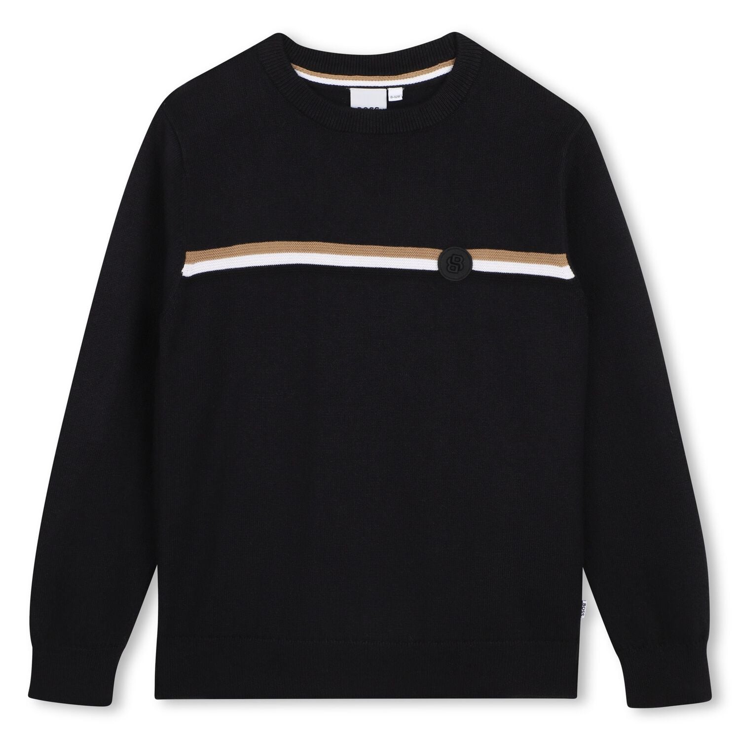 Boys Black Logo Sweatshirt, 1, hi-res