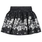 Girls Black Embellished Floral Skirt Set, 2, hi-res