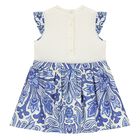 Younger Girls Ivory & Blue Floral Paisley Dress, 1, hi-res
