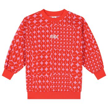 Girls Red & Pink Logo Sweatshirt