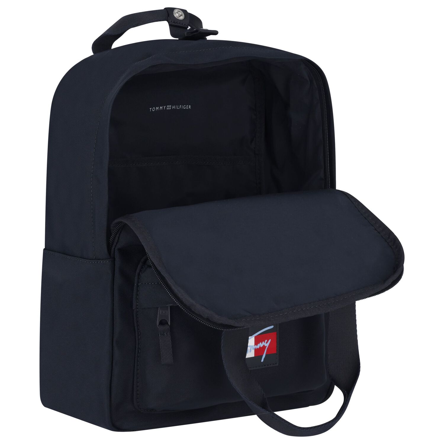 Boys Navy Blue Logo Backpack, 1, hi-res