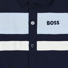 Baby Boys Navy Blue Logo Polo Romper, 1, hi-res