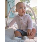 Baby Boys Beige, Blue & White Shorts Set, 1, hi-res