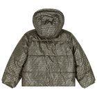 Girls Black & Silver Reversible Puffer Jacket, 1, hi-res