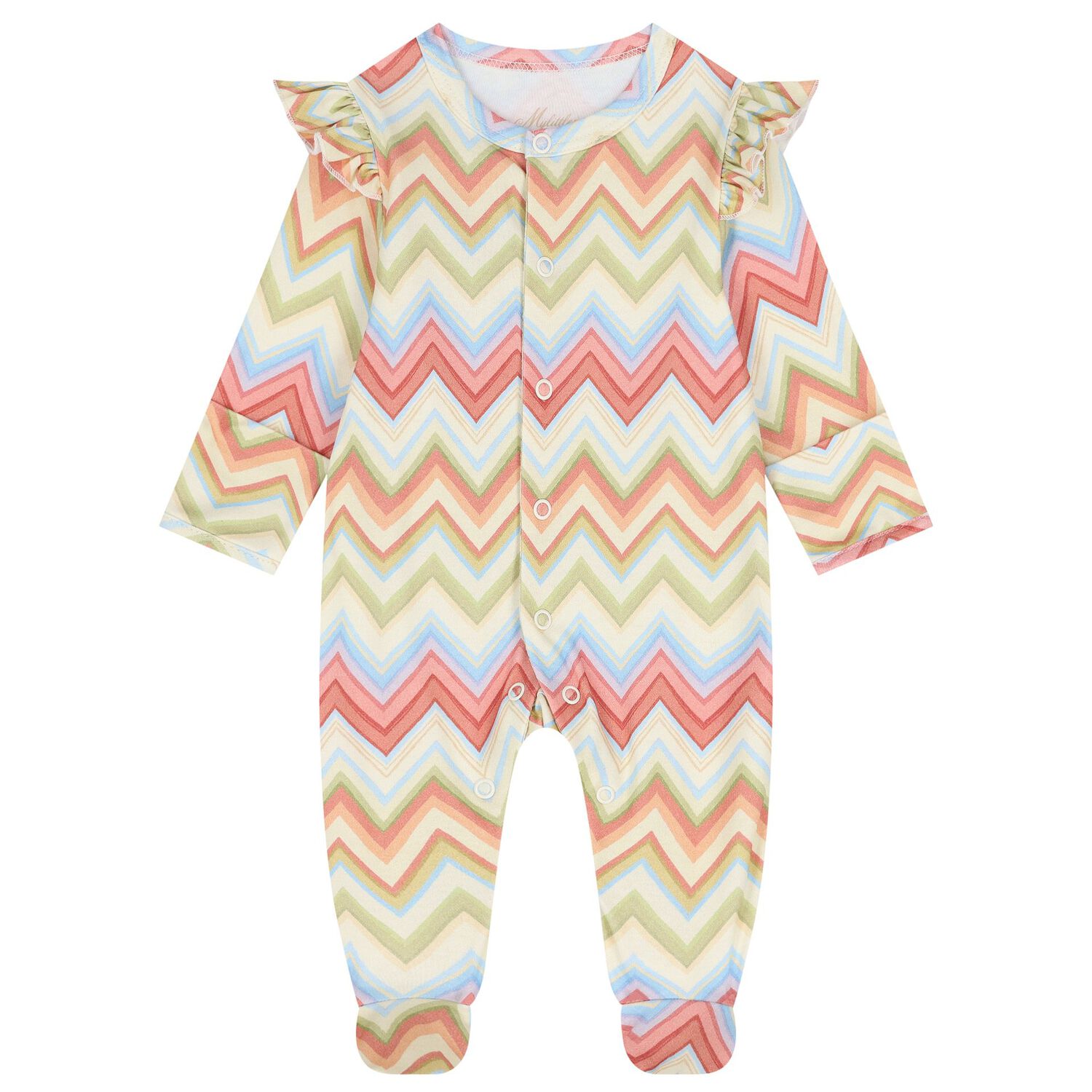 Baby Girls Multi-Coloured Zig Zag Babygrow Set, 2, hi-res