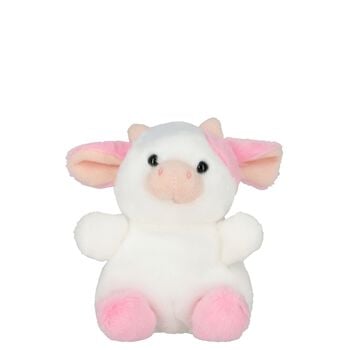 Girls White & Pink Palm Pals Belle Strawberry Cow Soft Toy ( 13CM )