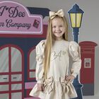 Girls Beige Bow Hairclip, 1, hi-res