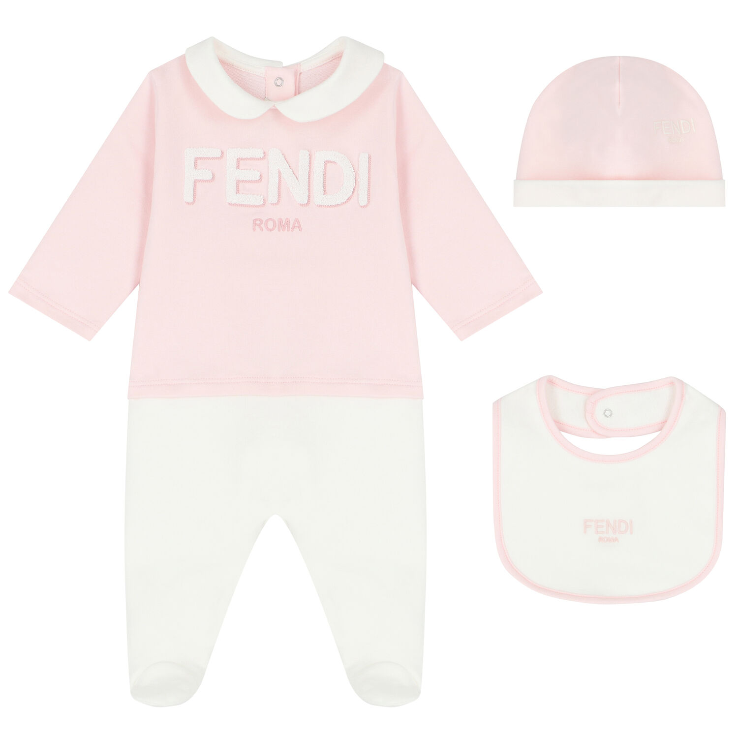 Ivory & Pink Logo Babygrow Set, 1, hi-res image number null