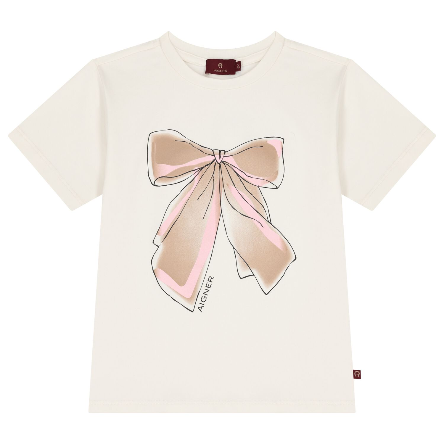Girls Ivory Bow T-Shirt, 1, hi-res