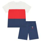 Boys White, Red & Blue Shorts Set, 3, hi-res