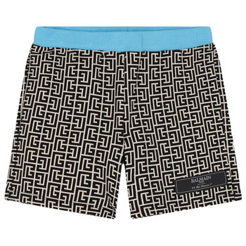 Younger Beige & Blue Logo Shorts