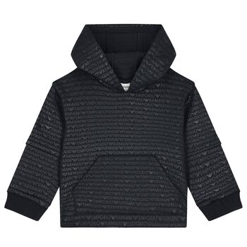 Younger Boys Navy Blue Logo Hooded Top
