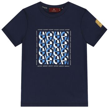 Boys Navy Blue Logo T-Shirt