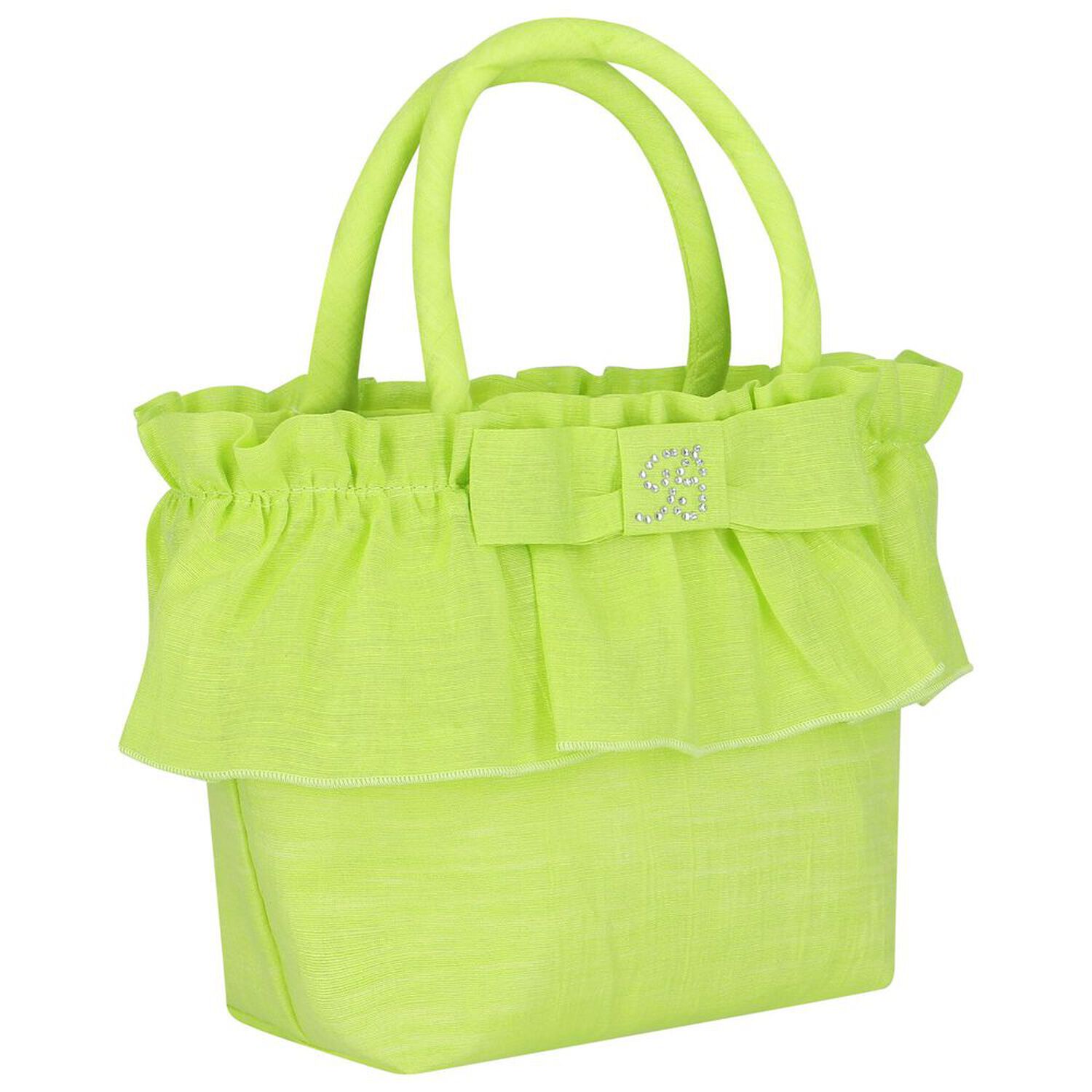 Girls Green Logo Ruffled Hand Bag, 1, hi-res image number null