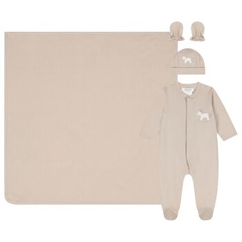 Baby Boys Beige Horse Babygrow Gift Set