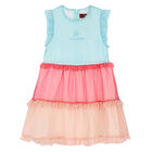 Girls Pink Organza Logo Dress, 1, hi-res