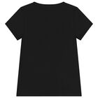 Girls Black Teddy Bear Logo T-Shirt, 2, hi-res