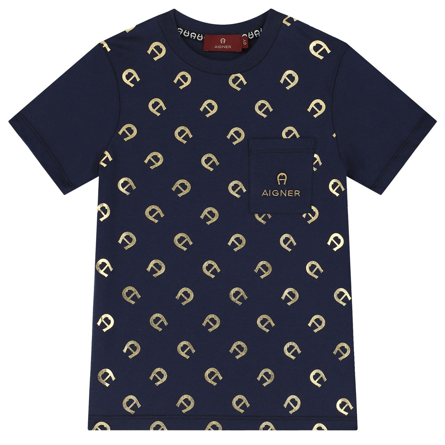 Boys Navy Blue & Gold Logo T-Shirt, 2, hi-res image number null