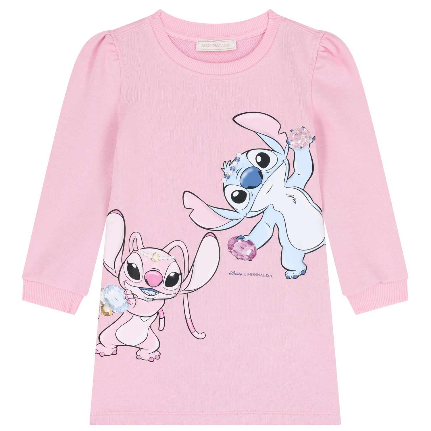 Girls Pink Disney Lilo & Stitch Sweatshirt Dress, 1, hi-res