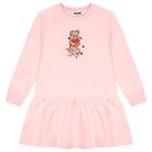 Girls Pink Teddy Bear Logo Dress, 1, hi-res