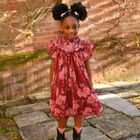 Girls Red Floral Ruffled Tulle Hettie Dress, 1, hi-res