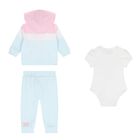 Baby Girls Pink & Blue Logo Tracksuit (3 Piece), 1, hi-res