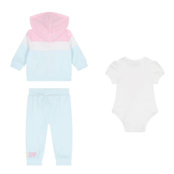 Baby Girls Pink & Blue Logo Tracksuit (3 Piece), 1 Baby Girls Pink & Blue Logo Tracksuit (3 Piece)