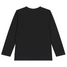 Boys Black Logo Long Sleeve Top, 1, hi-res