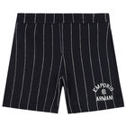 Younger Boys Navy Blue Logo Shorts, 1, hi-res