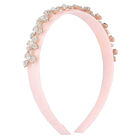 Girls Pink Velvet Embellished Headband, 1, hi-res