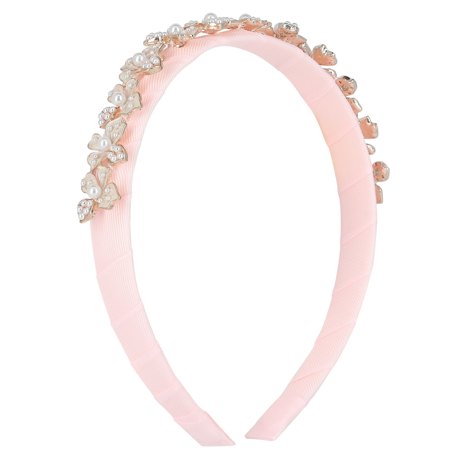 Girls Pink Velvet Embellished Headband, 1, hi-res image number null