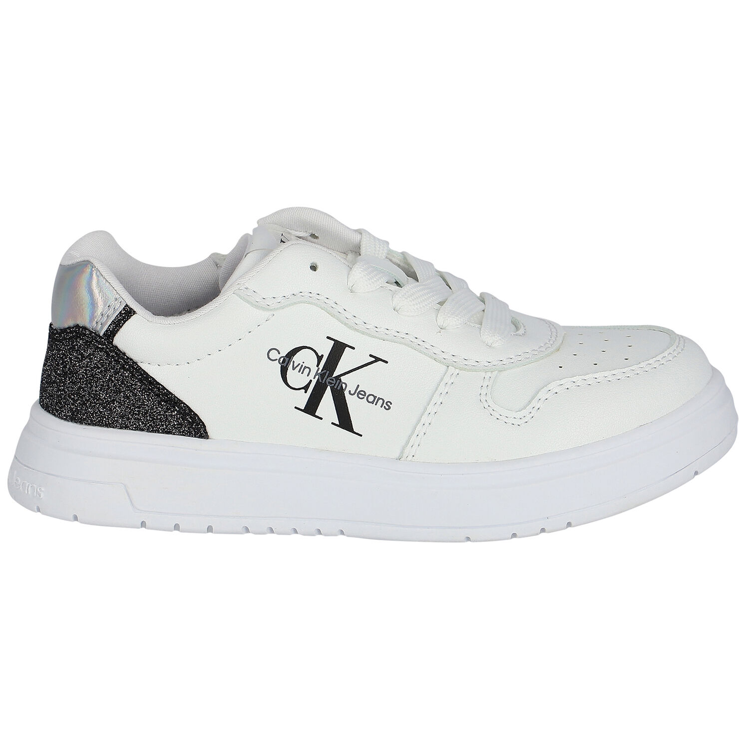 Girls White Logo Trainers, 1, hi-res