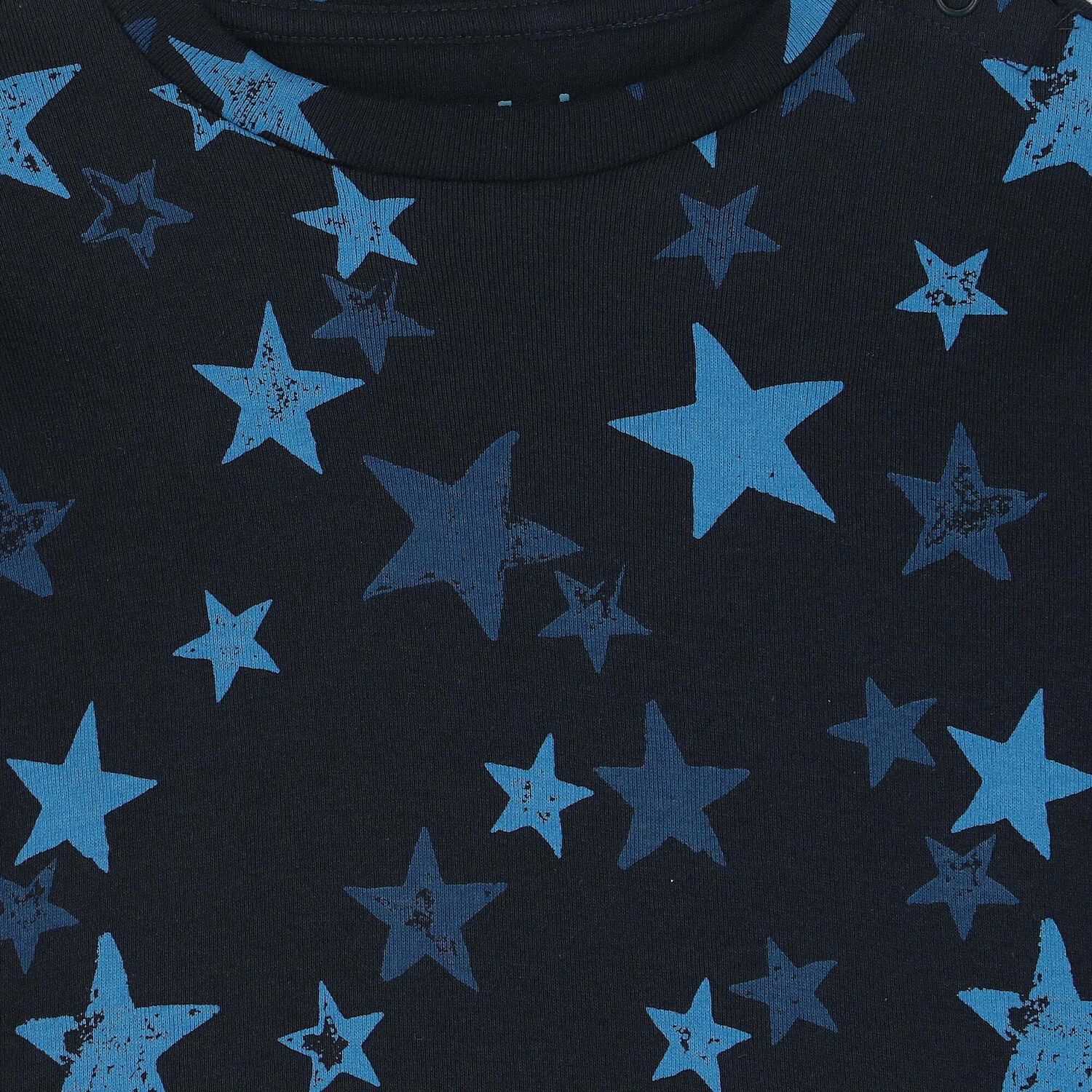 Younger Boys Navy Stars Long Sleeve Top, 1, hi-res image number null