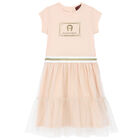 Girls Pink Logo Dress, 2, hi-res