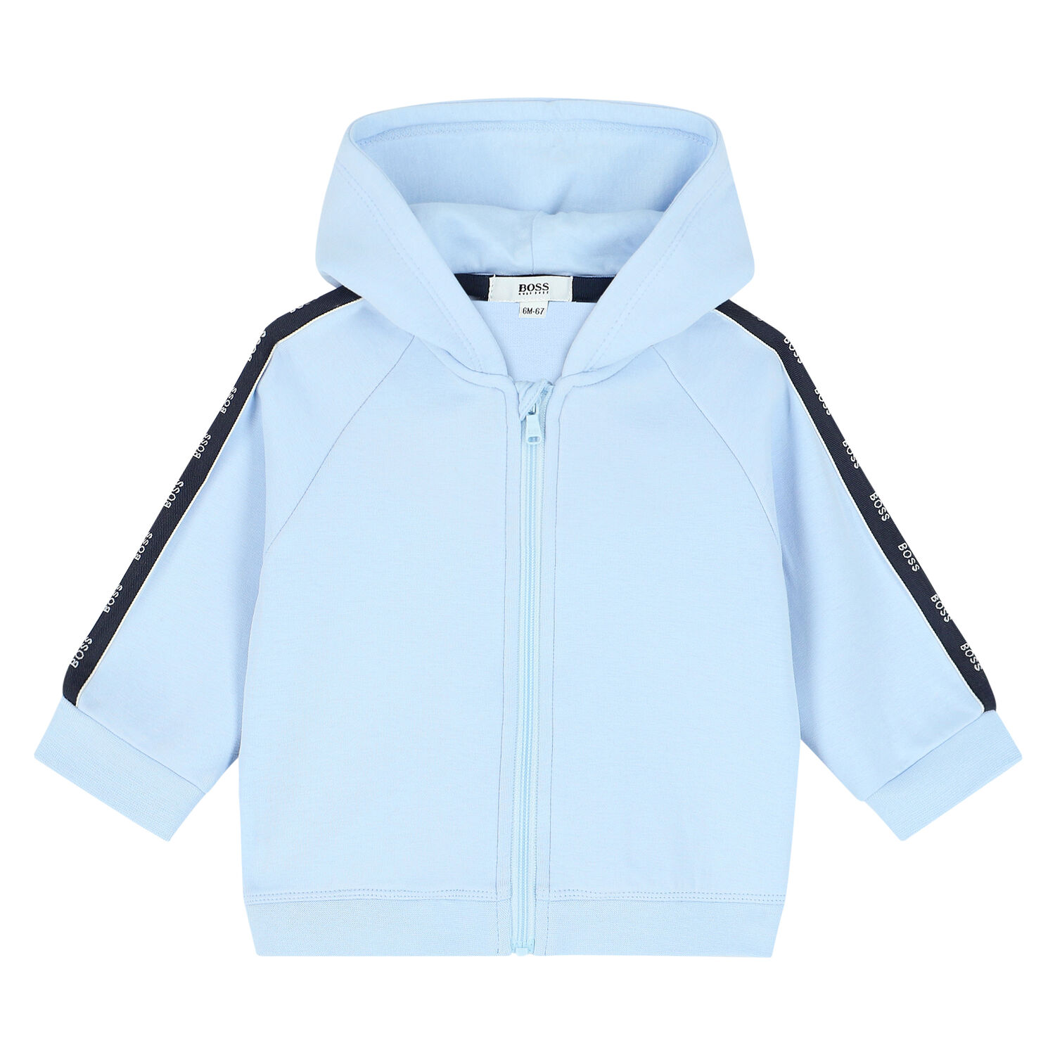 Baby Boys Blue Logo Zip Up Hooded Top, 1, hi-res