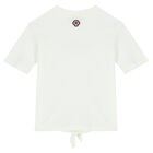Girls Ivory Knotted Logo T-Shirt, 1, hi-res