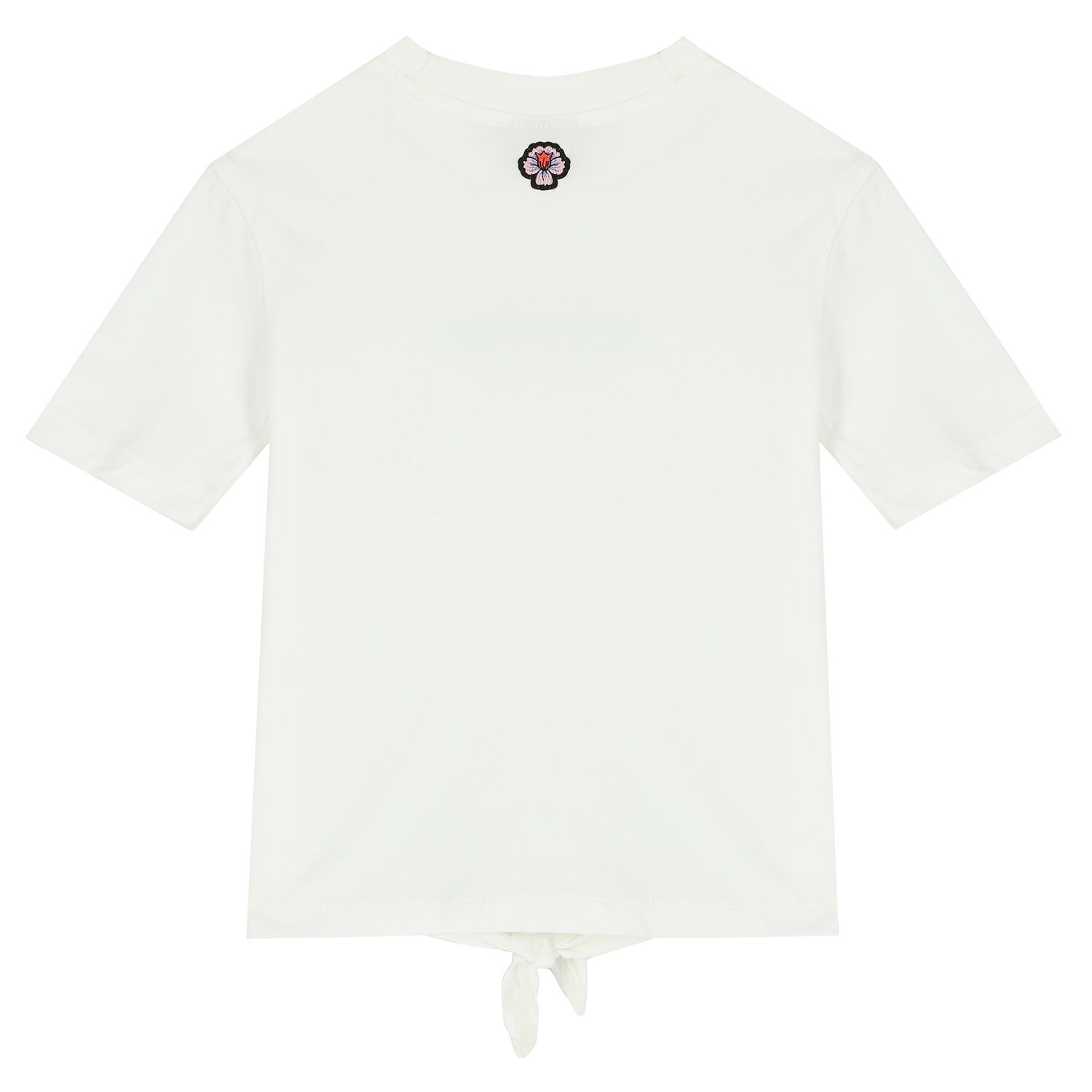 Girls Ivory Knotted Logo T-Shirt, 1, hi-res