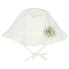 Baby Girls White Floral Hat, 1, hi-res