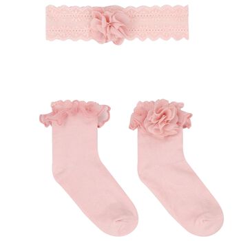 Baby Girls Pink Headband & Socks Set