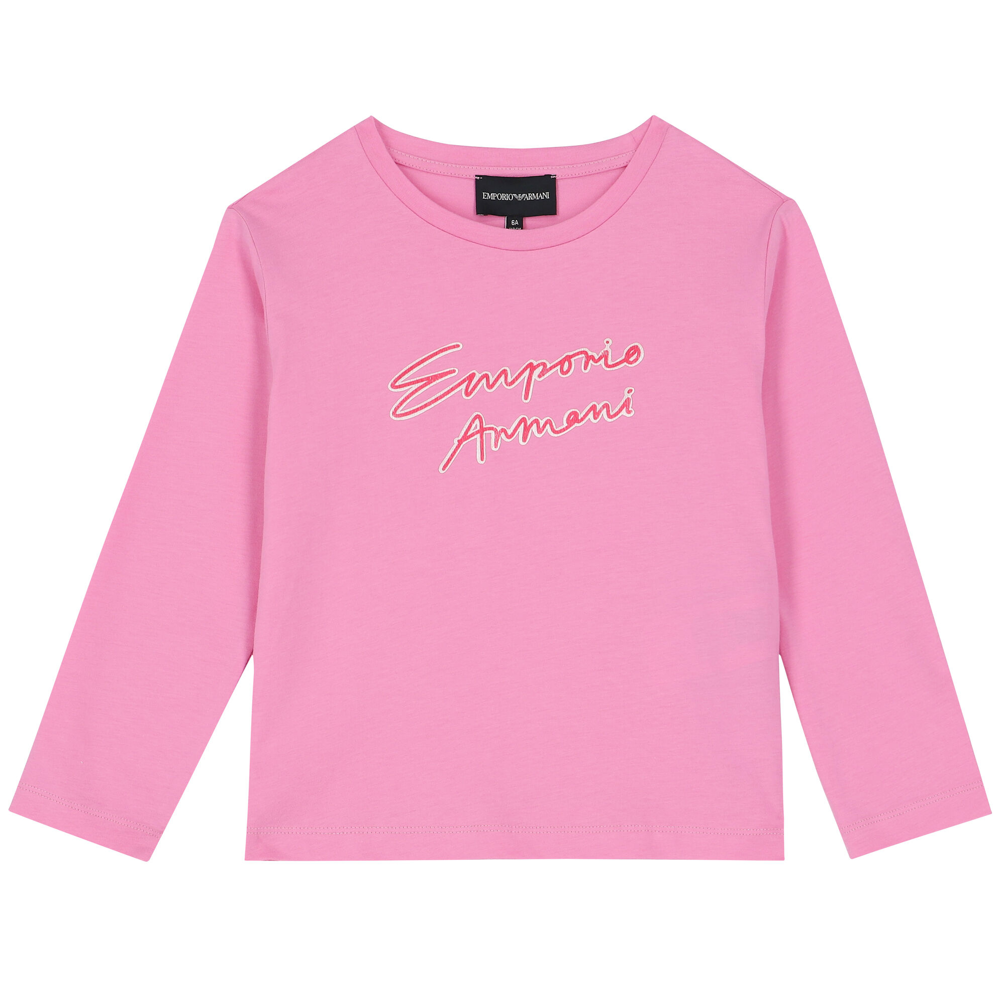 Emporio Armani Girls Pink Logo Long Sleeve Top Junior Couture UK