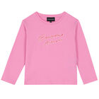 Girls Pink Logo Long Sleeve Top, 1, hi-res