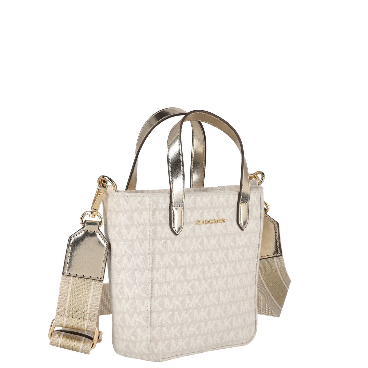 Girls Ivory & Gold Logo Bag, 1, hi-res