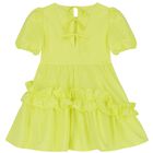 Girls Lime Green Logo Poplin Dress, 1, hi-res