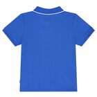 Younger Boys Blue Logo Polo Shirt, 1, hi-res