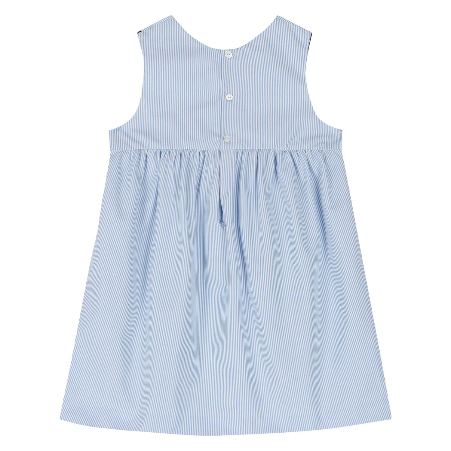 Younger Girls Blue & White Striped Logo Dress, 1, hi-res image number null